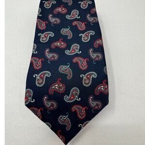 Christian Dior Blue and Red Paisley Men's All-Silk‎ Woven Tie Made in Italy